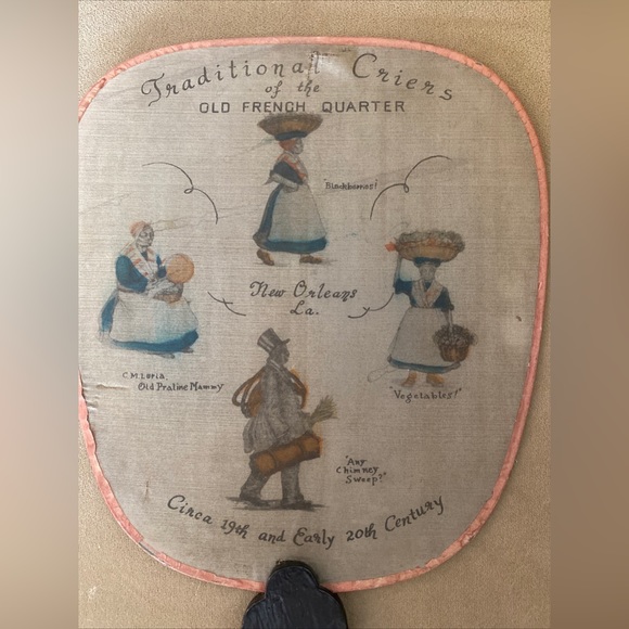 1940s New Orleans Traditional Criers Of The French QuarterSouvenir Hand-Held Fan - Picture 2 of 6